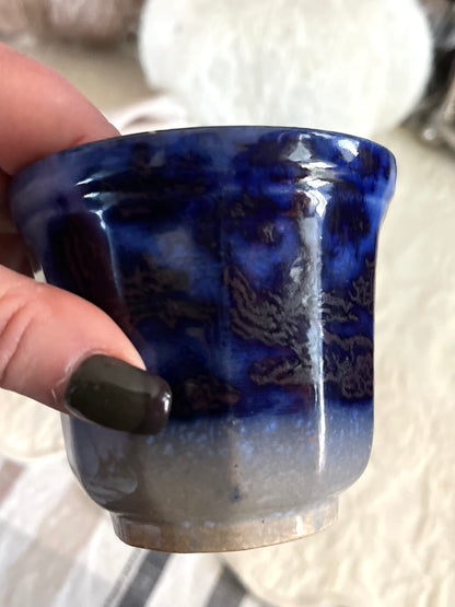 Stunning Deep Saturation Antique John Wood (Wedge Wood) Flow Blue Tea Bowl & Saucer | Victorian Staffordshire “Chapoo”