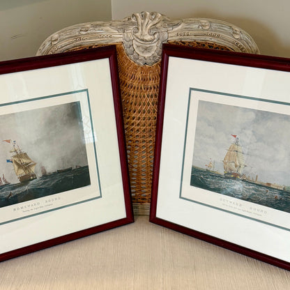 Rare Set of 2 custom antique engraving wall art named "OUTWARD & HOMEWARD BOUND" by S. Walters