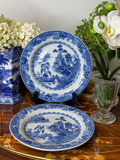 Antique John Maddock & Sons English Blue & White Transferware Wash Pitcher | Chinoiserie Ewer | 14”