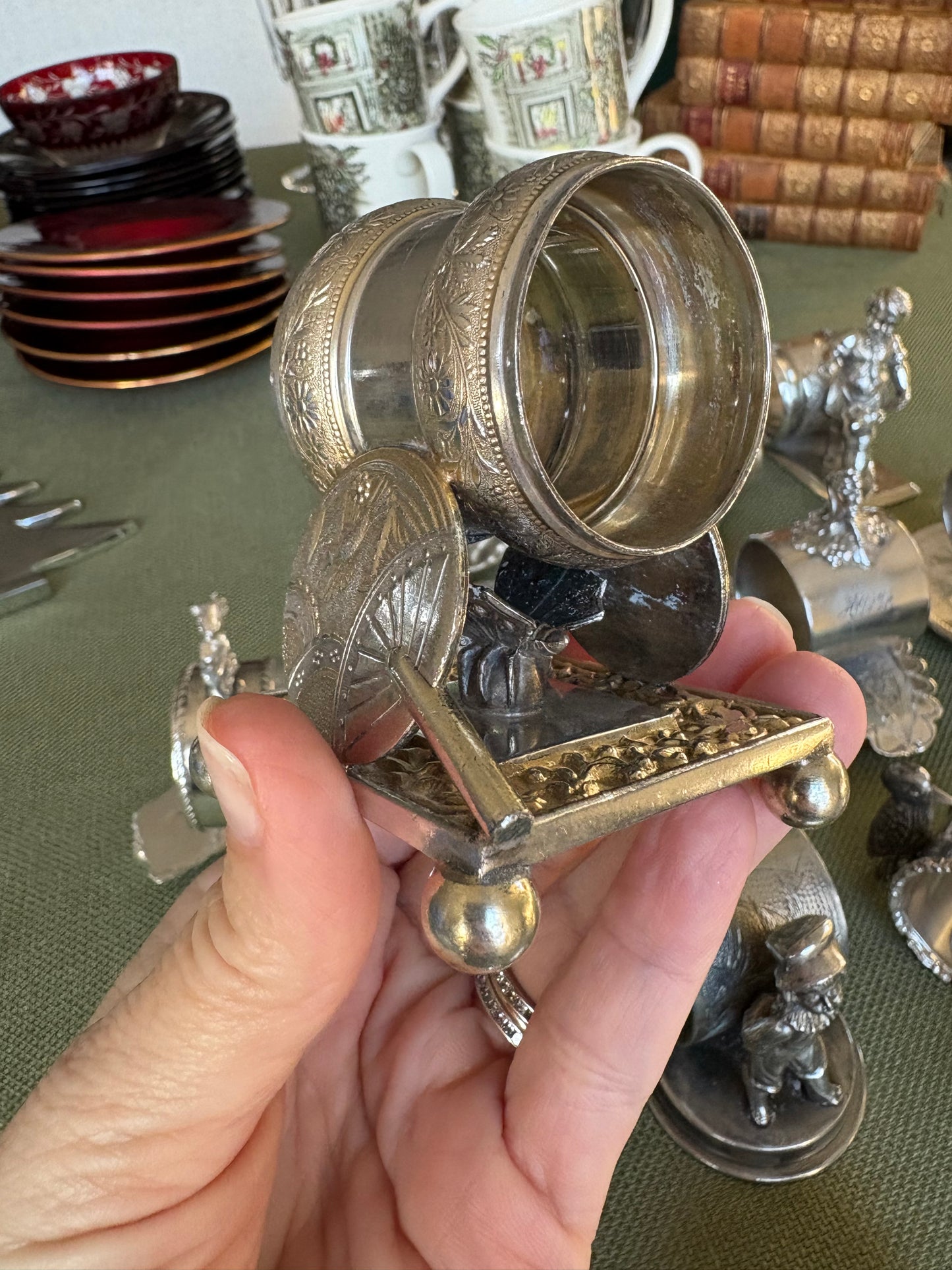 Victorian Silverplated Napkin Holder Chinoiserie Fan