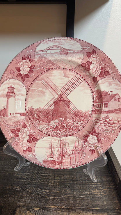 Vintage Cape Cod Souvenir Plate – Red Transferware Staffordshire England