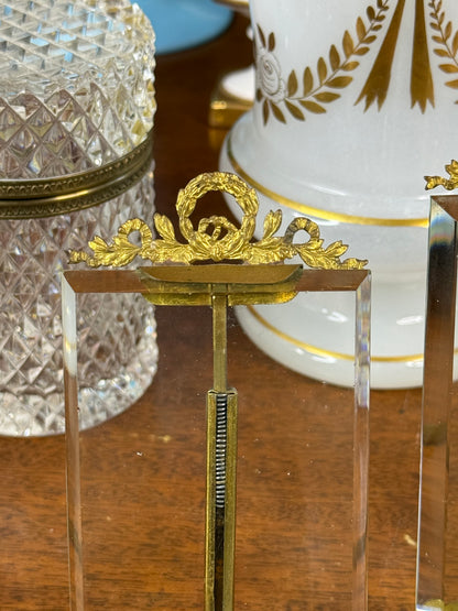 Antique French Louis XVI Gilt Brass & Beveled Glass Picture Frames – Matching Pair | c.1900