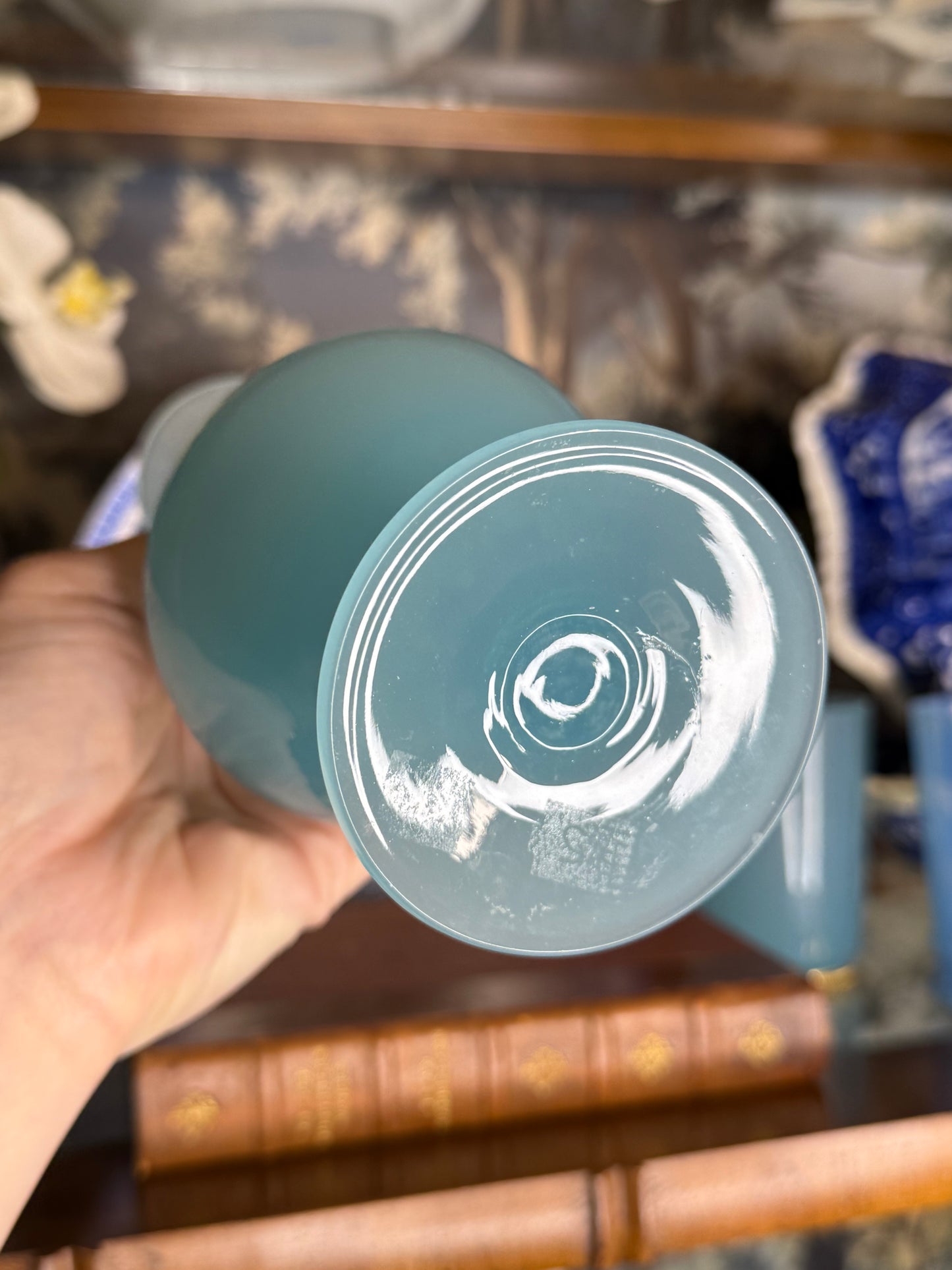 Vintage Light Blue Opaline Glass Bud Vase | 8.5”