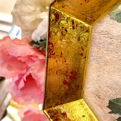 stunning glass vintage octagon  bird plate 10d