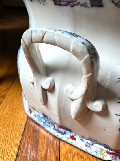 Exceptional Antique 1860-1890 Ashworth Bros. England Large Indian Tree Transferware Planter / Cachepot / Footbath