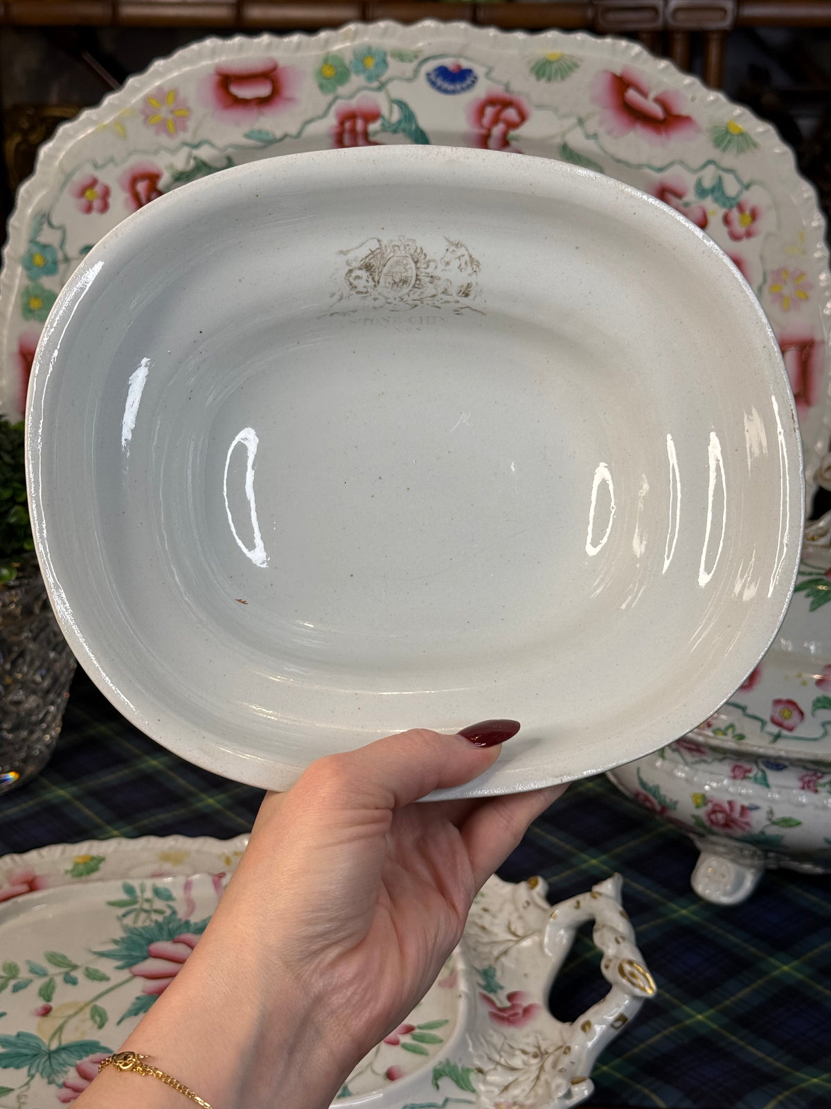 Antique Hicks & Meigh Stone China 6-Piece Tureen & Platter Serving Set | English Staffordshire | Circa 1820