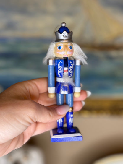 Kurt S. Adler Indigo Blue & White Wooden Nutcracker Ornament | 6" Christmas Tree Decor | Style 1