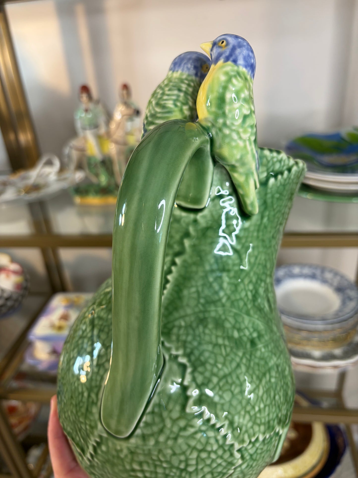 Beautiful Bordallo Pinheiro for Williams-Sonoma pitcher with birds!