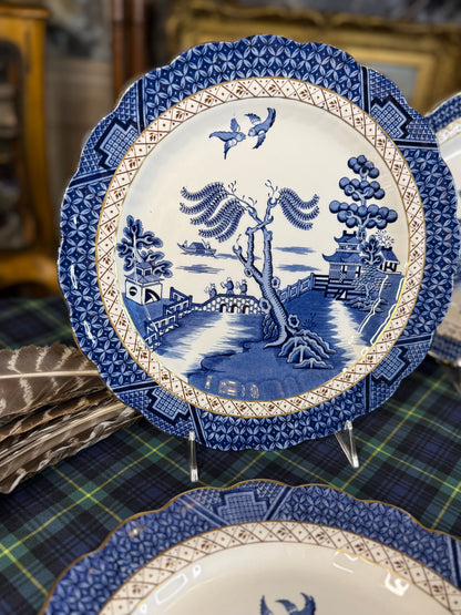 Vintage Booths Real Old Willow Chop Plate | A8025 | 11.5” Round Serving Platter | Made in England