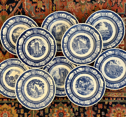 RARE Stunning SET OF 8 WEDGWOOD MIT MASSACHUSETTS INSTITUTE of TECHNOLOGY BLUE 10.5d  PLATES
