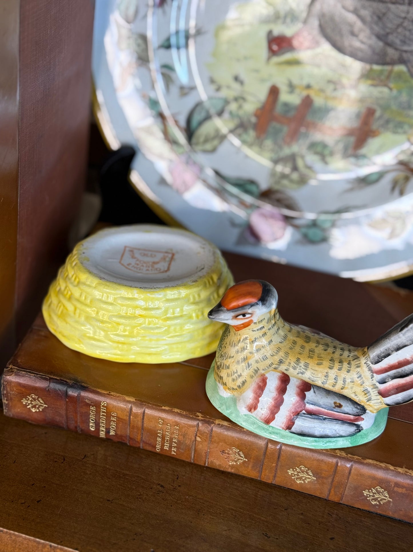 1930’s English Staffordshire Hen-On-Nest Figurine | Hand-Painted: 4x3x2”