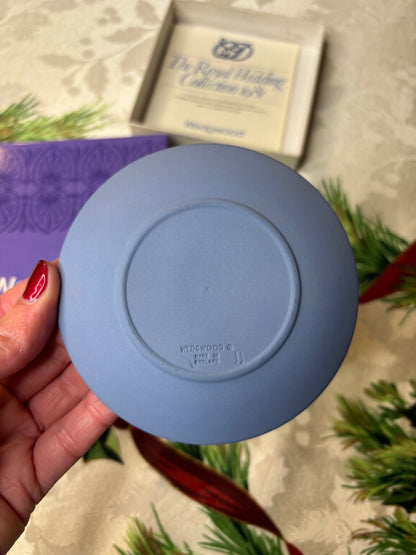 Wedgwood Royal Wedding Jasperware blue and white trinket dish!