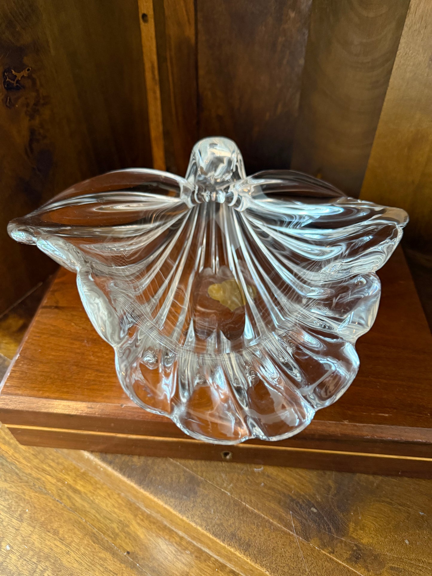 Rare Vintage Signed Cartier Italian Murano Hand Blown Glass 10” Shell Bowl