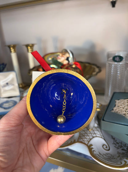 Cloisonné bell ornament with red ribbon and original tag!
