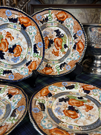 Antique Wood & Sons Verona Imari Luncheon Plates, Set of 5 | England c.1920s | 9”D