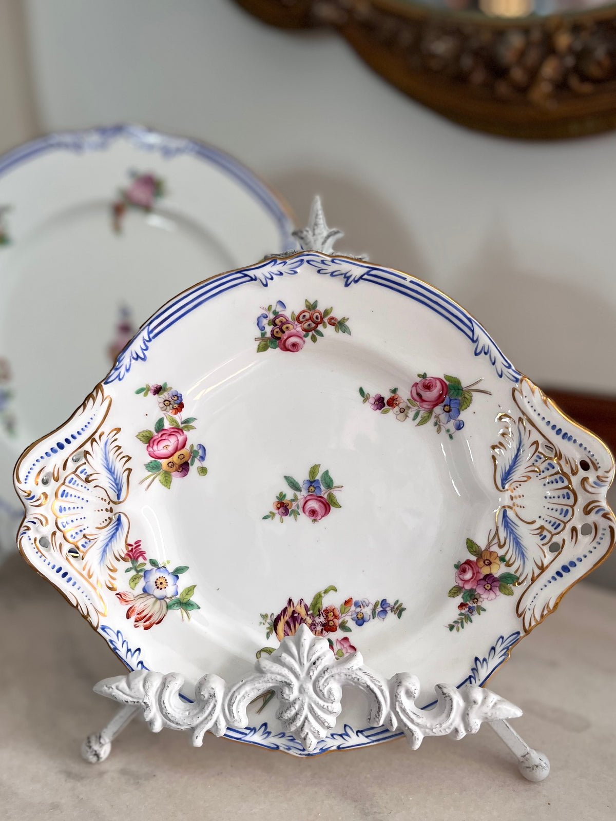 Live 09/20 Beautiful Antique French Old Paris Porcelain Five-Piece Sauce Tureen & Plate Set, c.1830–1850