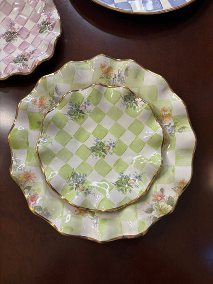Vintage Mackenzie Childs Sweet Pea Fluted plates pair!
