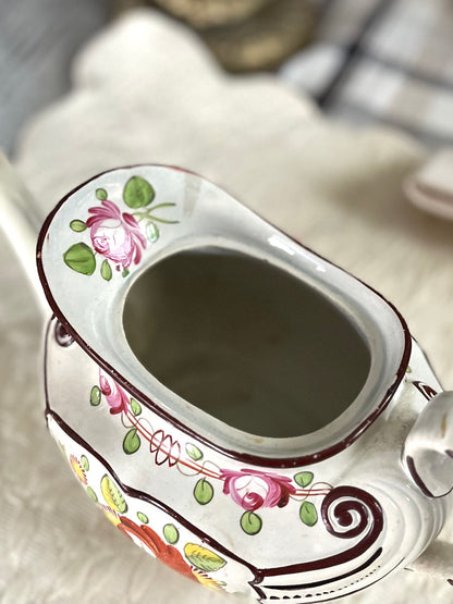 Live 08/18 Georgian Antique English Staffordshire King’s Rose Pearlware Teapot - Handpainted