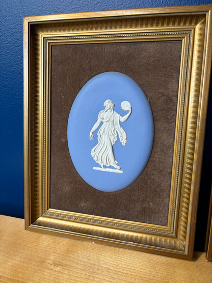 Stunning Wedgwood Jasperware Framed Dancing Hours! Pair!