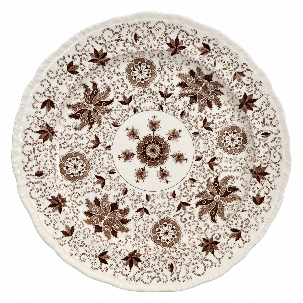 Vintage Mason’s Bow Bells Brown Transferware 14.5” Round Platter | English Ironstone, c.1930-1950