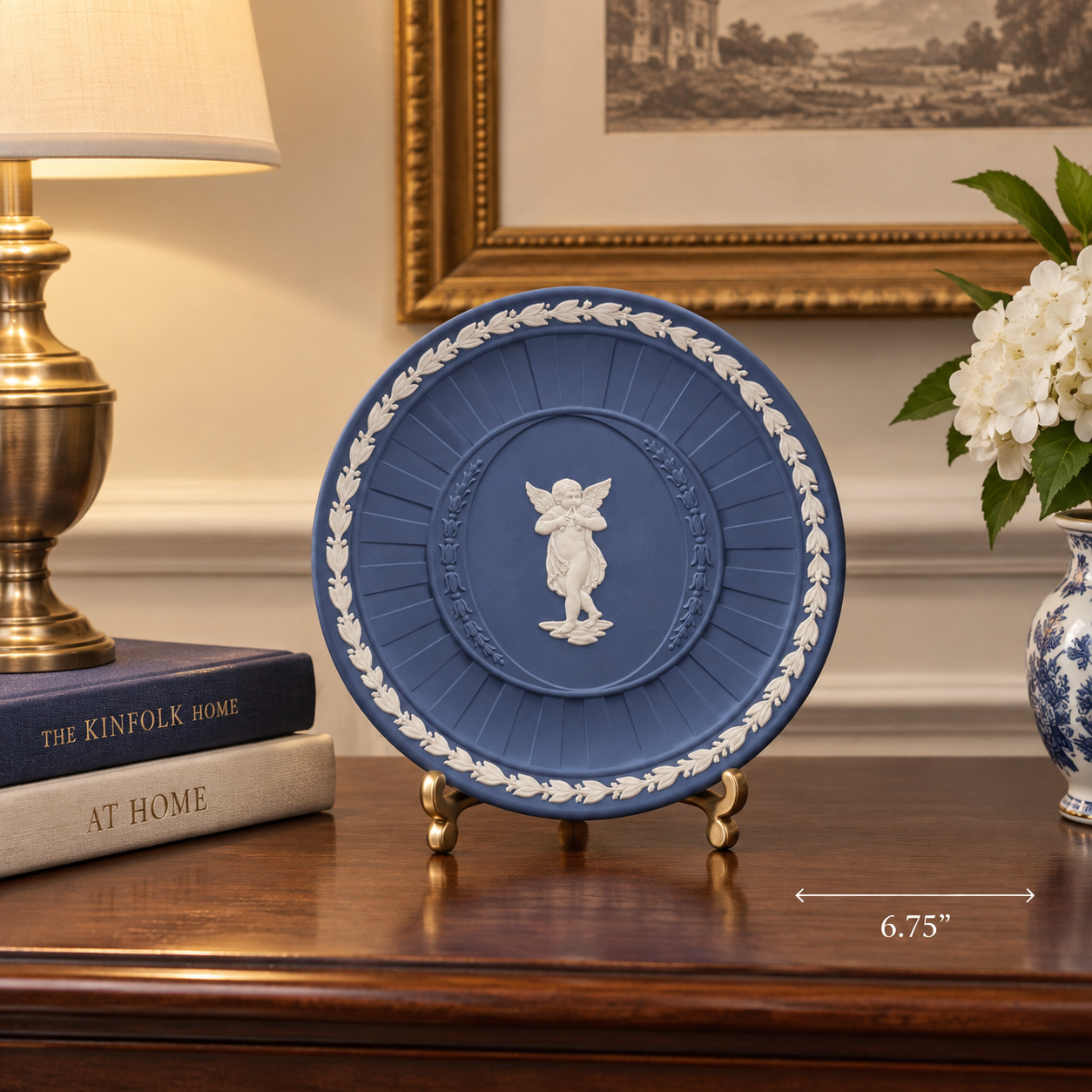 Vintage Wedgwood Royal Blue Jasperware Cherub plate