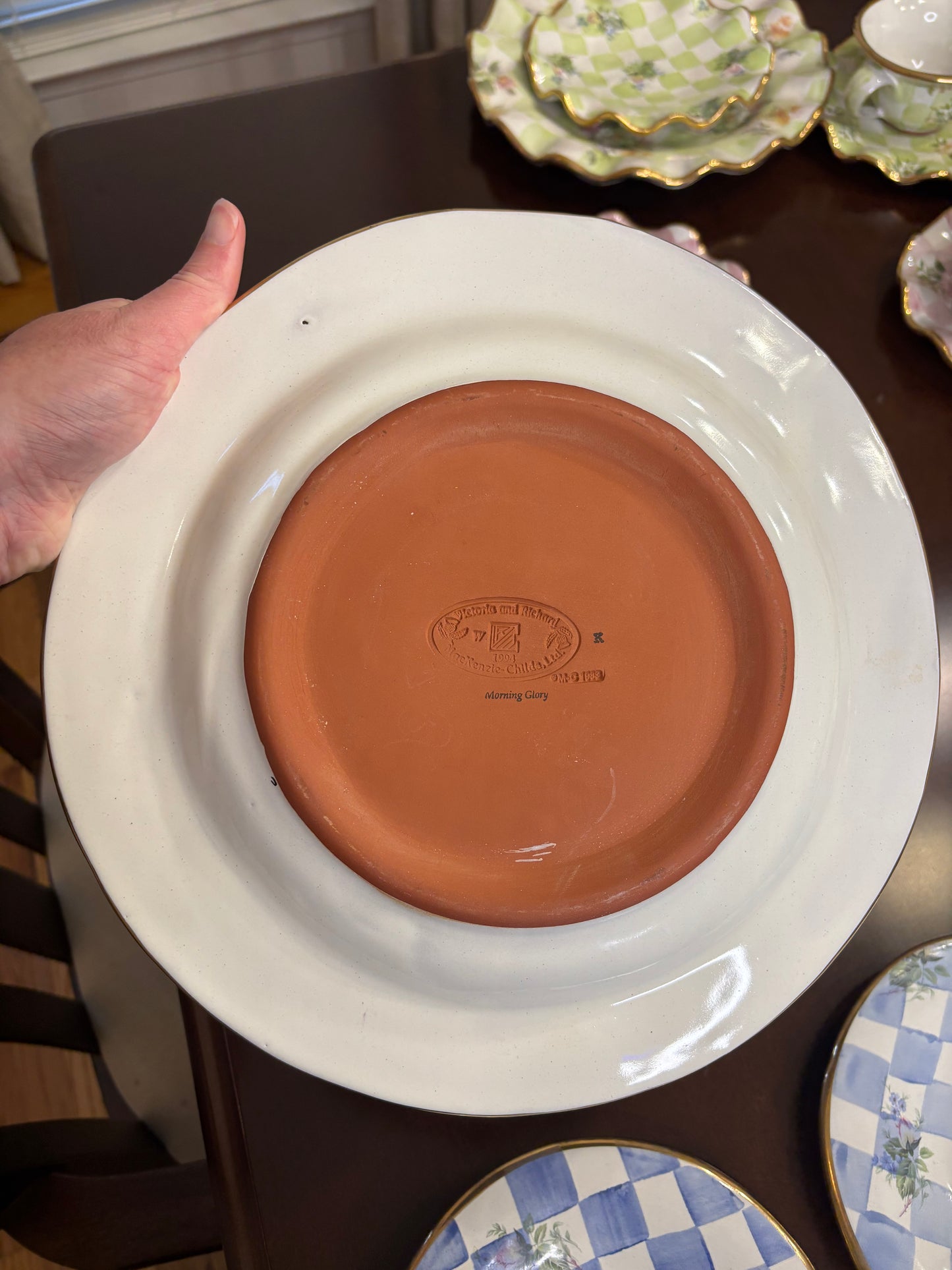 Vintage Mackenzie Childs set of 3 Morning Glory Plates!