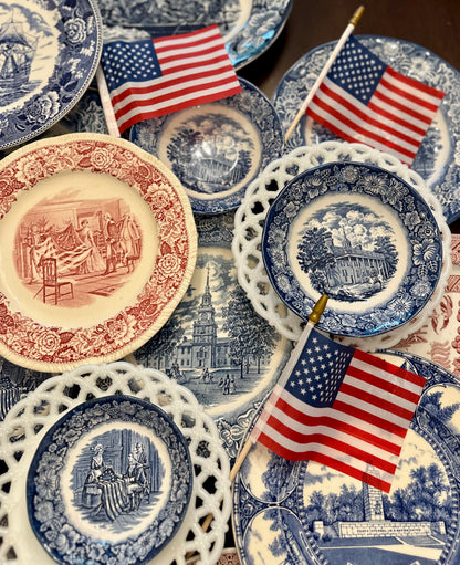 Vintage Liberty Blue “Independence Hall” Dinner Plate | Enoch Wedgwood | Bicentennial Transferware
