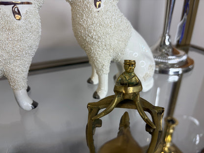 Brass horse jockey and horse figurine!
