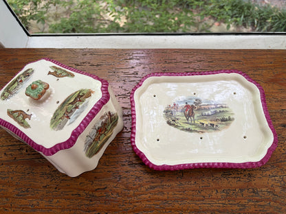 Stunning antique Copeland Spode hunting scene cheese dome!
