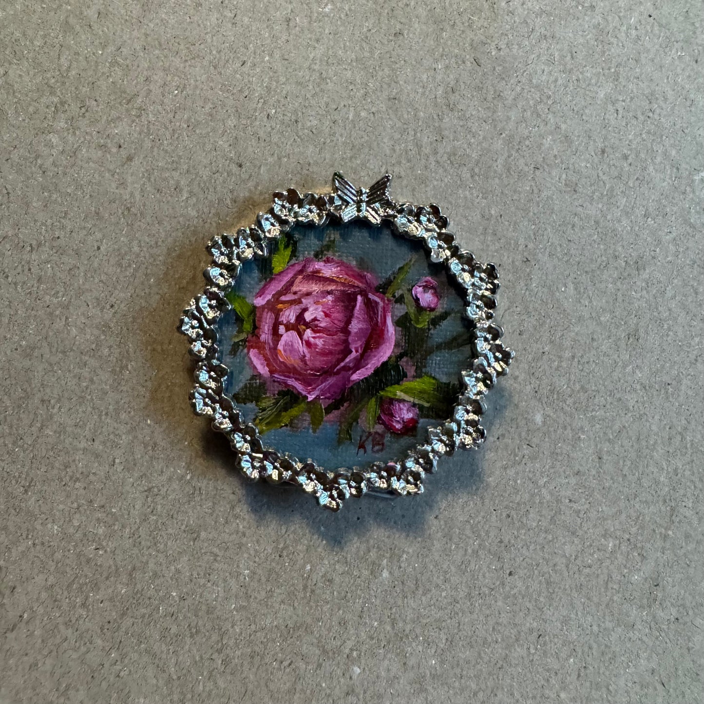 RESERVED - CARLYJANCA - Live 06/09 pewter frame pink peony original oil painting