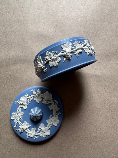 Light blue Wedgewood vintage ornate trinket box 5 inches