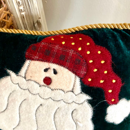 Velvet holiday Santa Christmas pillow door hanger ornament
