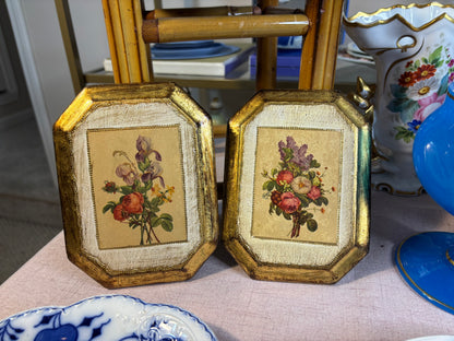 Reserved! Beautiful Florentine floral plaques pair!