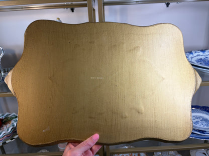 Gorgeous large Florentine gold and black tray with handles!
