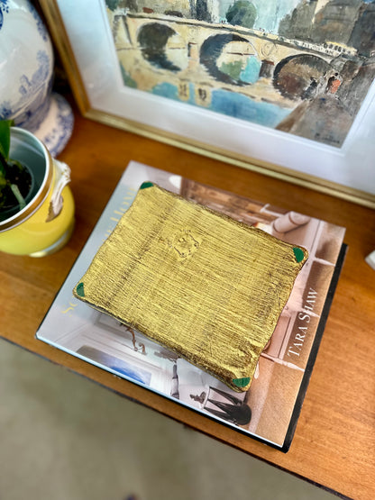 Vintage Florentine Gold Turquoise Hinged Box, Made in Italy, 8”