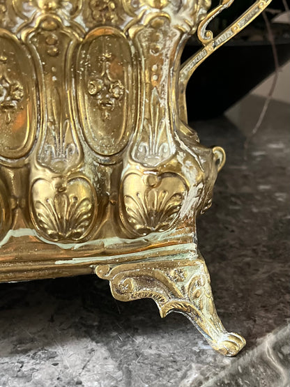 Live 06/22 Antique French Brass Jardinière Cachepot with Copper Liner