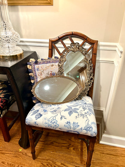 Gorgeous brass ormolu floral reticulated brass mirrored tray