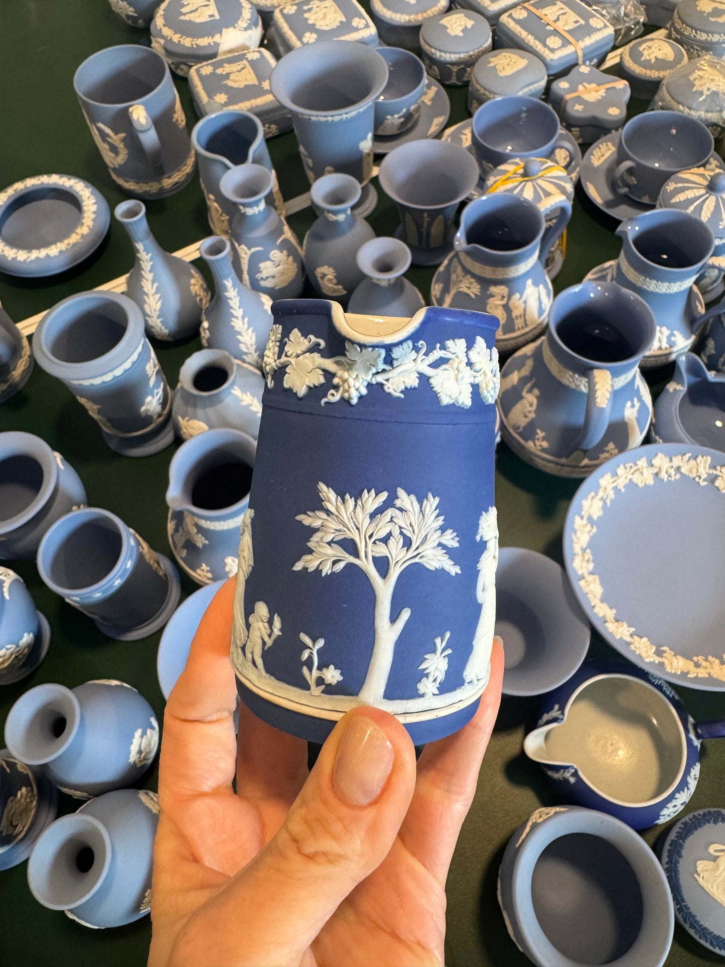 Reserved royal blue antique pitcher 3.75”