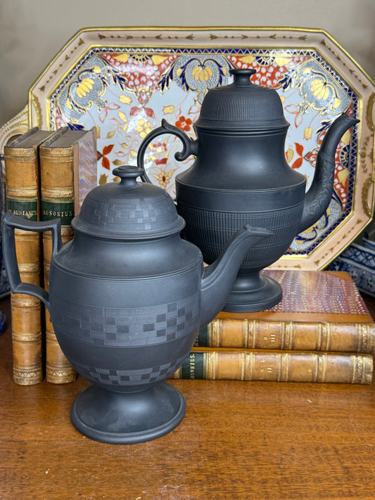 Antique Black Basalt Coffee Pot | English Stoneware | Circa 1800s (2 available)