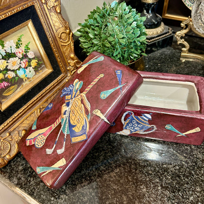 Gorgeous large golf ceramic lidded box decor