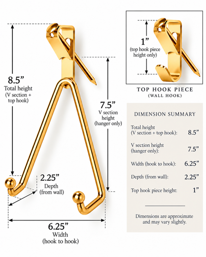 Shiny Brass/Gold Wall Mount For Plate Wall/ Plate Hanger | Fits Medium Diameter Plates Fits 8.5–10” Plates