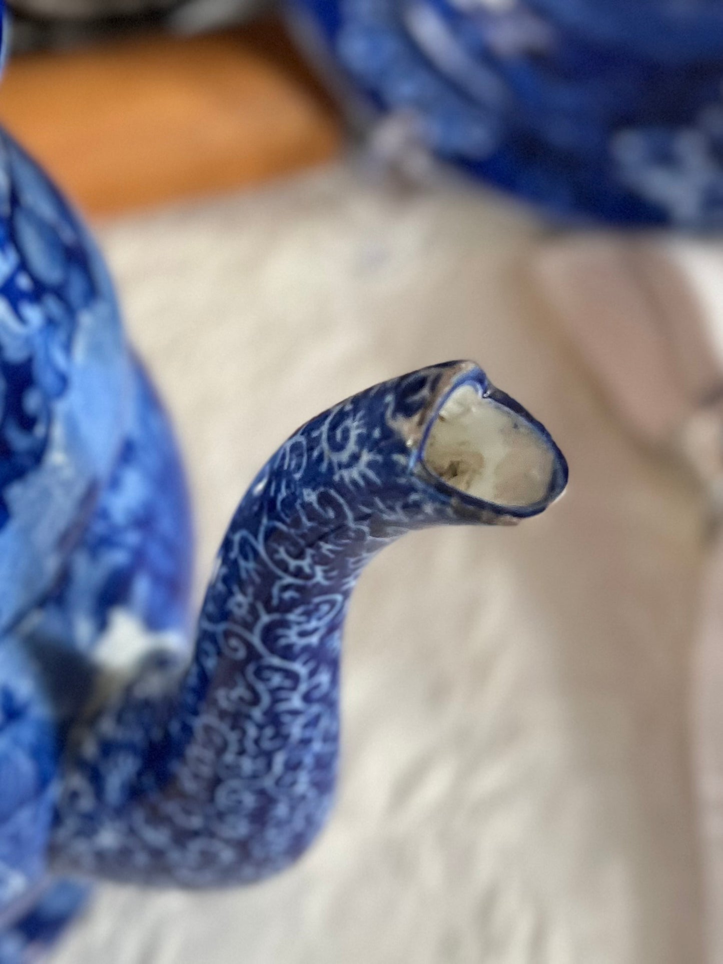 RESERVED - CGHOLL - Live 08/04 Early Historical Blue Transferware Coffee Pot Collectible Rare Double Transfer - Estate Collection