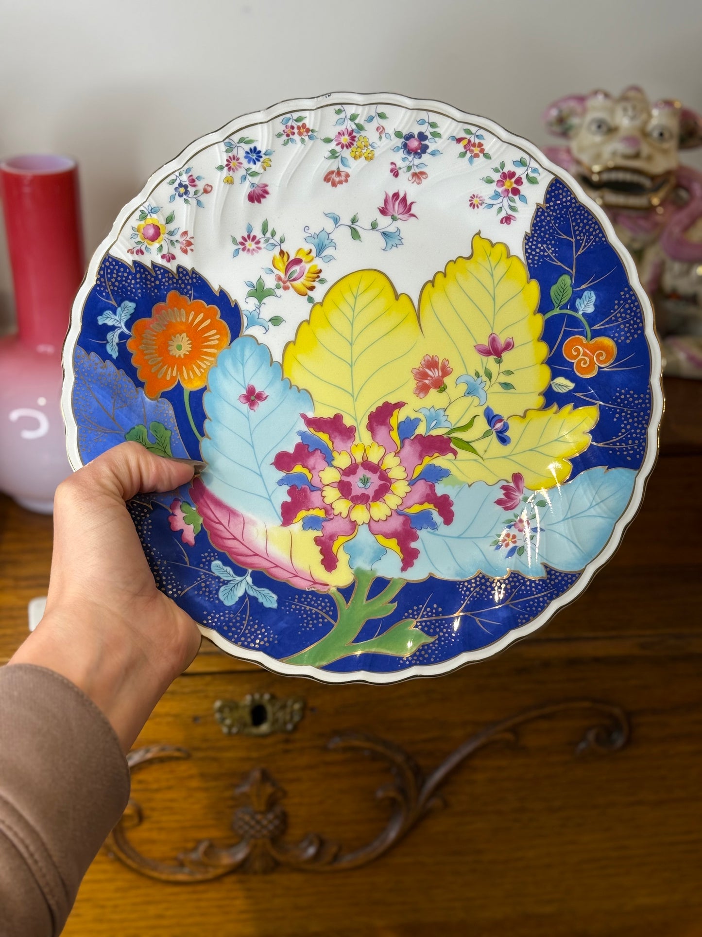 Smithsonian Tobacco Leaf Porcelain 10.5”D Plate & Server | Museum Collection Reproduction, Made in Japan