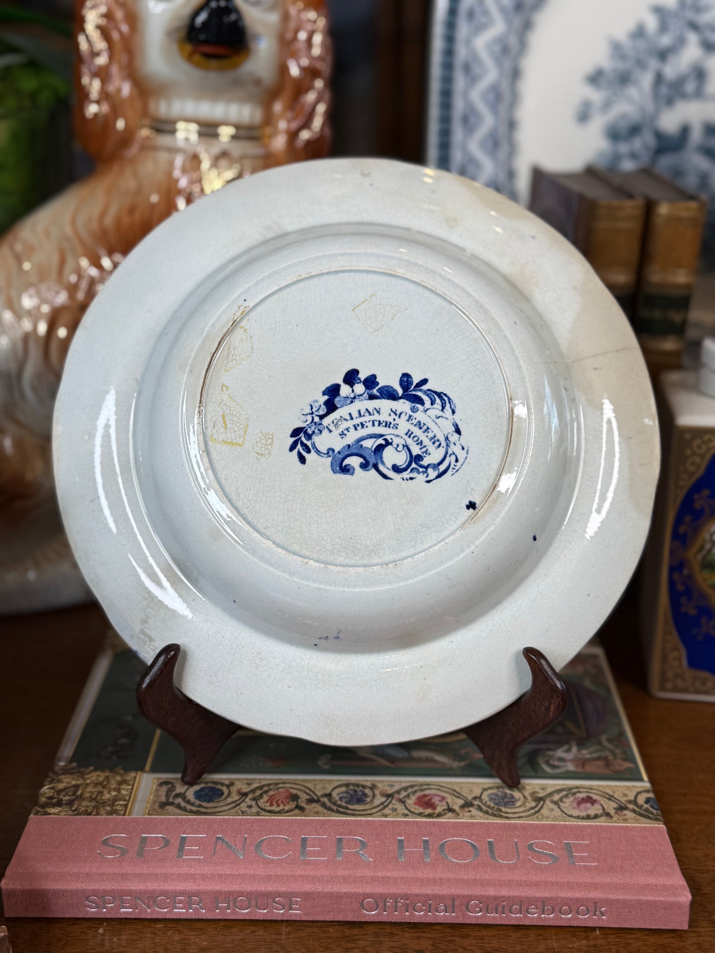 Antique Enoch Wood & Sons Historical Blue Transferware Plate | Italian Scenery St. Peter’s Rome | c.1820s | 10”