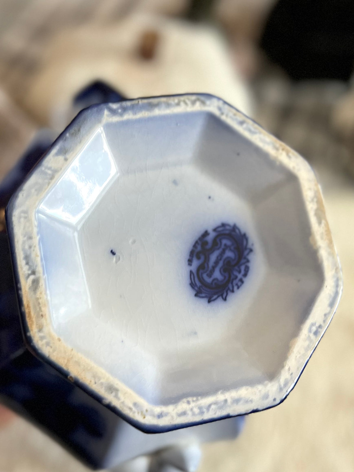 Jacob Furnival & Co. Shanghae Flow Blue Ironstone Teapot | England, Circa 1860