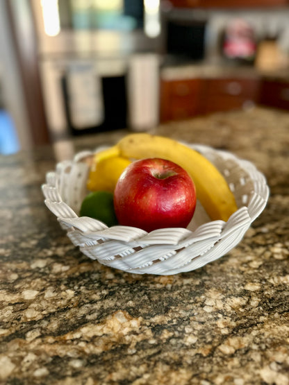 Vintage Italian White Ceramic Reticulated Basket Bowl | Made in Italy for Nordstrom