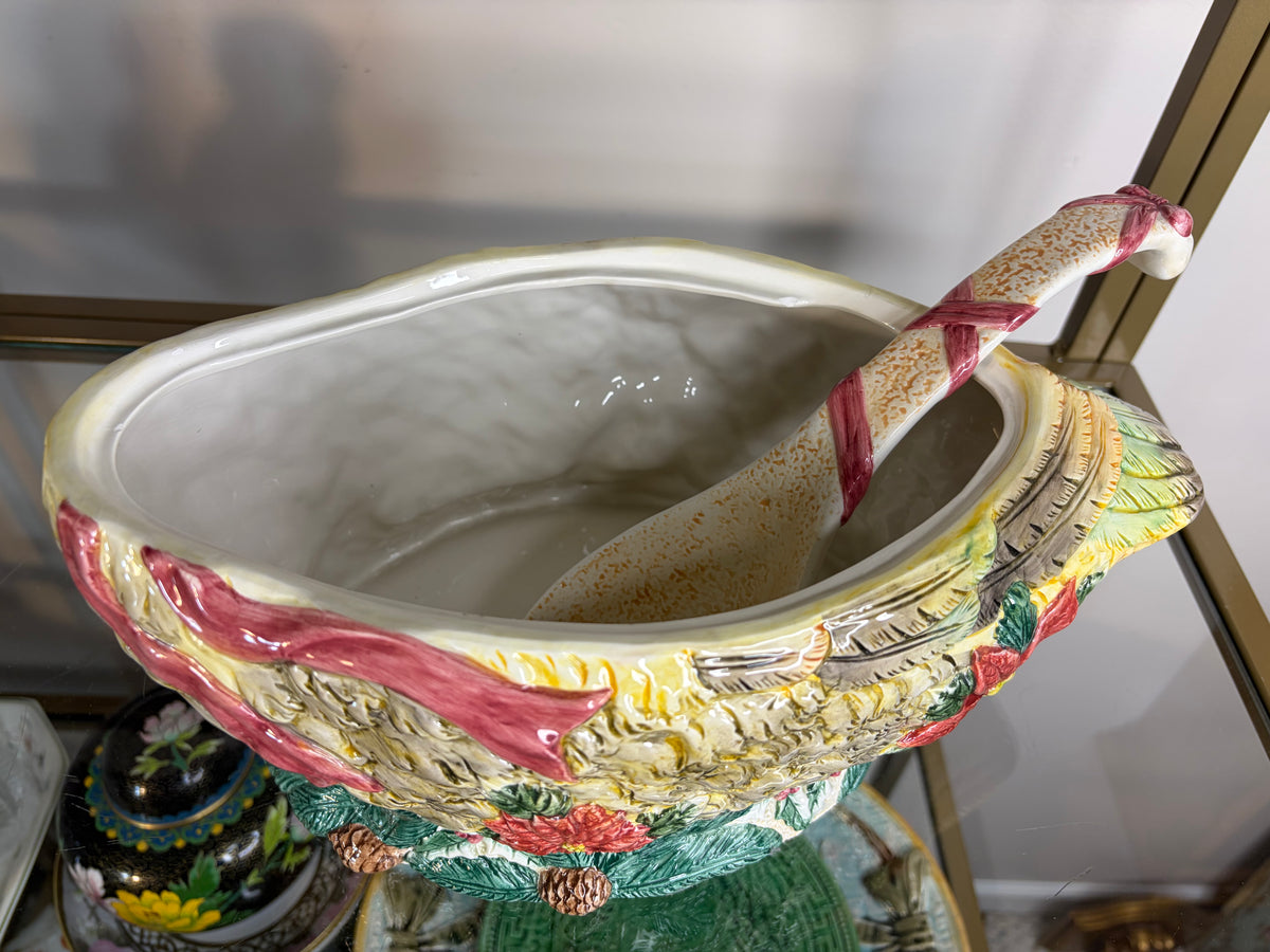 Beautiful Christmas goose tureen with ladle!