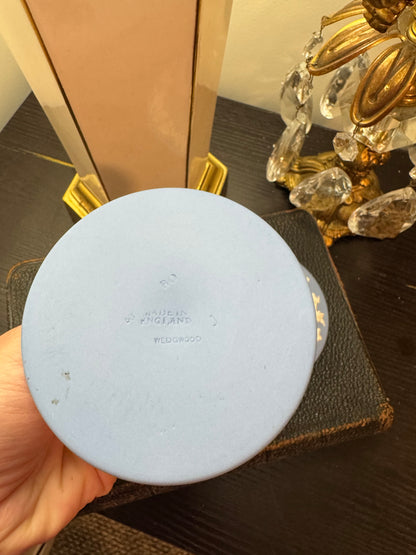 Wedgwood lavender and white pair of candle holders