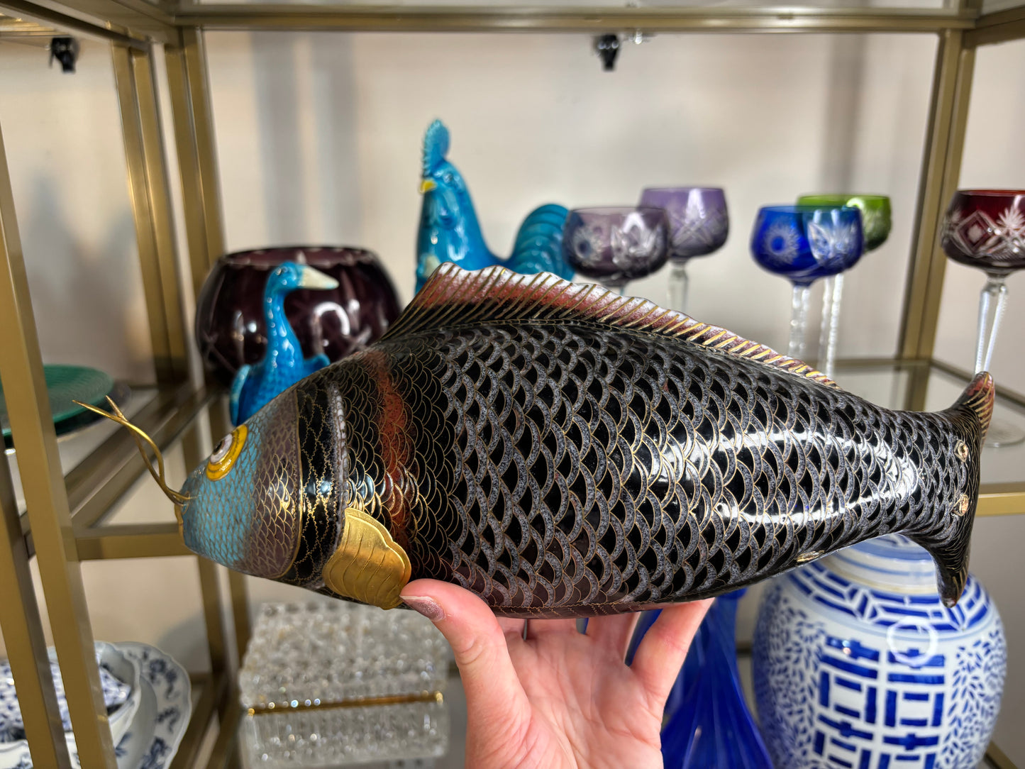 Stunning cloisonné 14” fish!