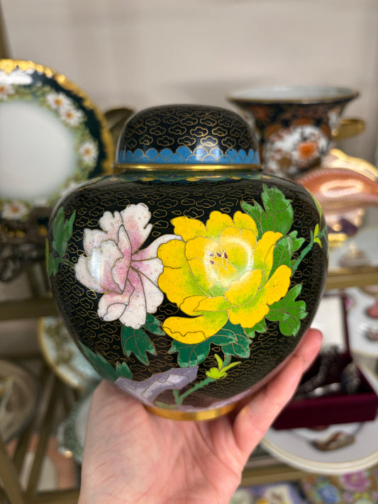 Lovely cloisonné lidded jar!